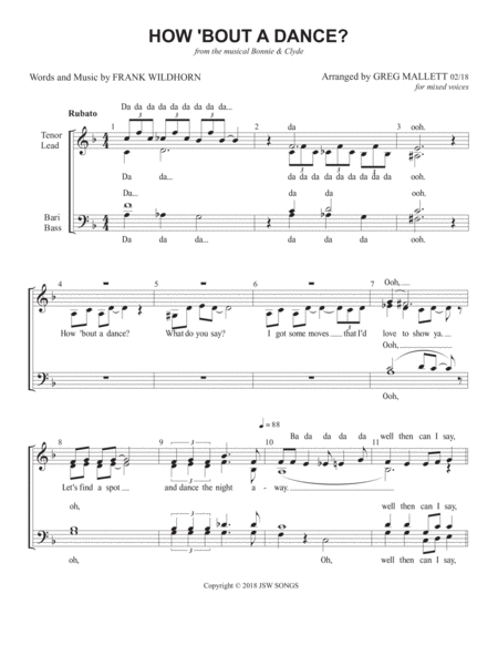 Free Sheet Music How Bout A Dance From Bonnie Clyde