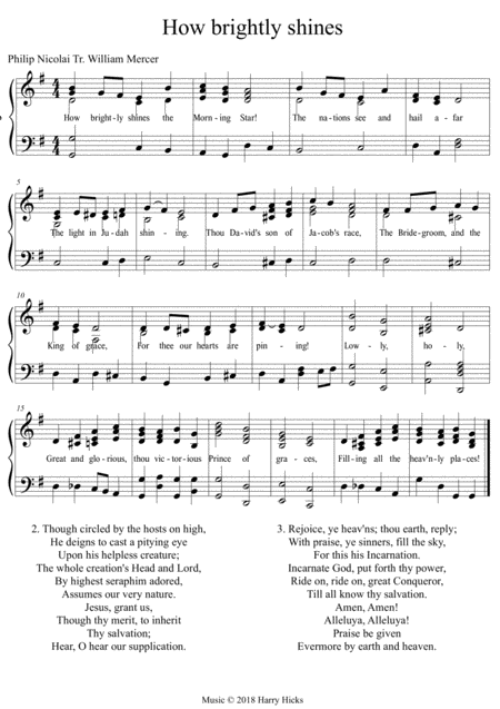 How Brightly Shines The Morning Star A New Tune To A Wonderful Old Hymn Sheet Music