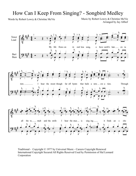 Free Sheet Music How Can I Keep From Singing Songbird
