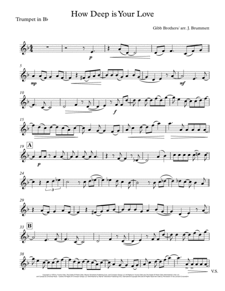 Free Sheet Music How Deep Is Your Love Brass Trio Version