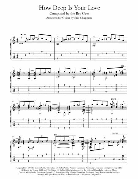 How Deep Is Your Love Guitar Chord Melody Sheet Music