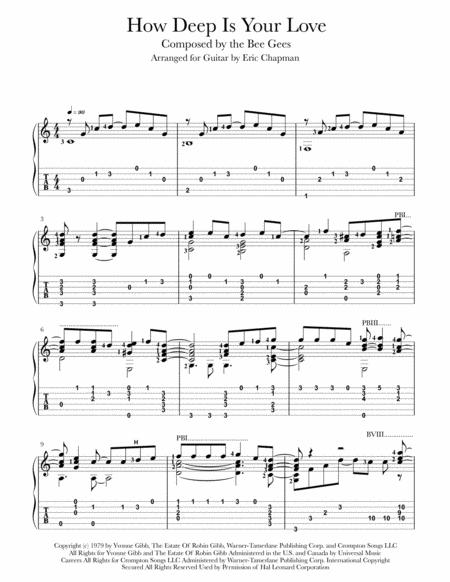 Free Sheet Music How Deep Is Your Love Guitar Solo