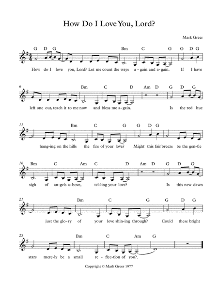 How Do I Love You Lord Sheet Music