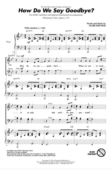 How Do We Say Goodbye Sheet Music