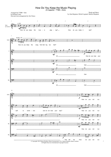 How Do You Keep The Music Playing A Cappella Ttbb Solo Sheet Music