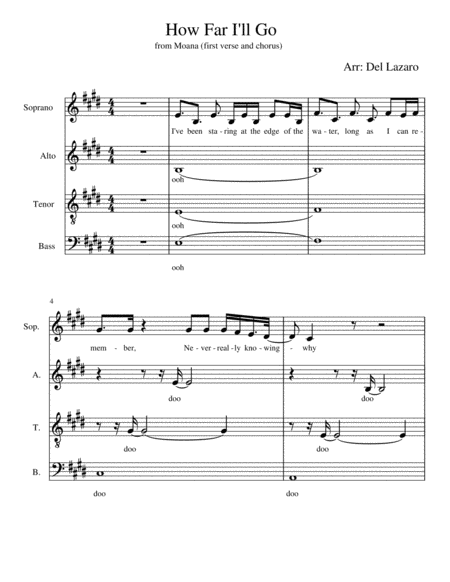 How Far I Will Go Moana Satb Sheet Music