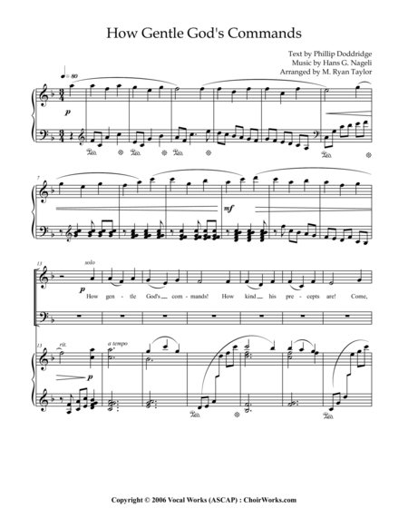 Free Sheet Music How Gentle Gods Commands Satb And Piano