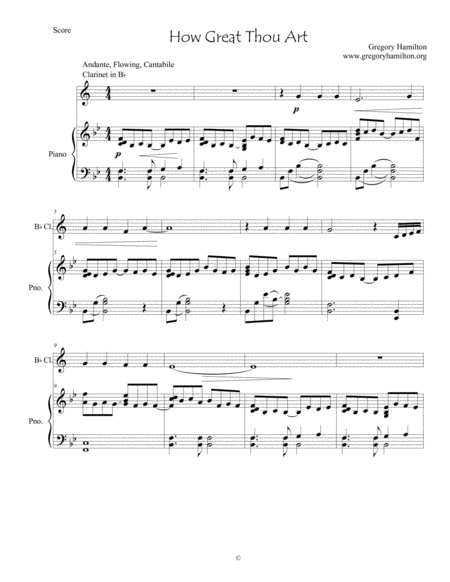 Free Sheet Music How Great Thou Art For Bb Clarinet And Piano