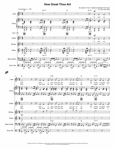 How Great Thou Art For Worship Band All Parts For Lead Piano Guitar 2 Part Brass Strings Bass Drums Sheet Music