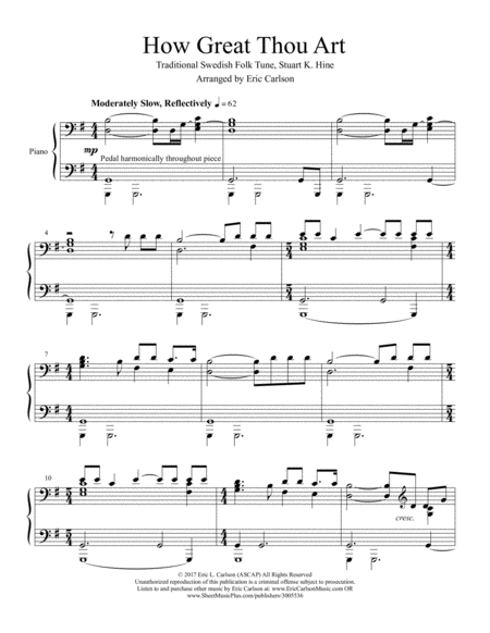 Free Sheet Music How Great Thou Art Piano Solo By Eric Carlson