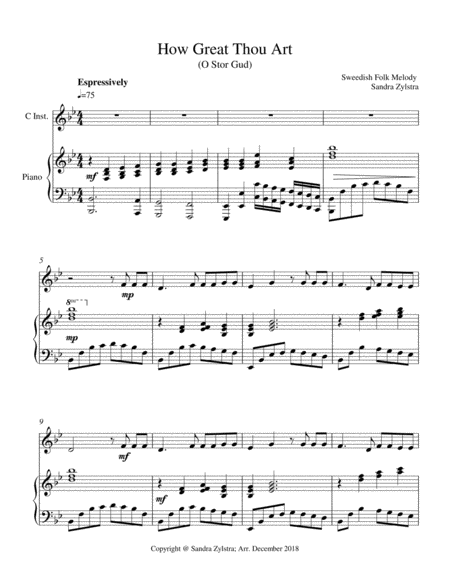 How Great Thou Art Treble C Instrument Solo Sheet Music