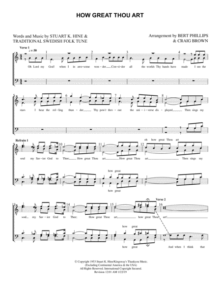 Free Sheet Music How Great Thou Art Ttbb Quartet