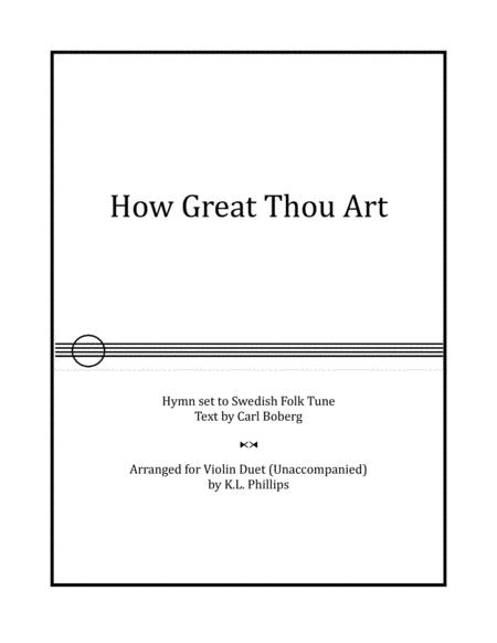 How Great Thou Art Violin Duet Unaccompanied Sheet Music