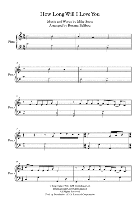 Free Sheet Music How Long Will I Love You By Ellie Goulding Easy Piano