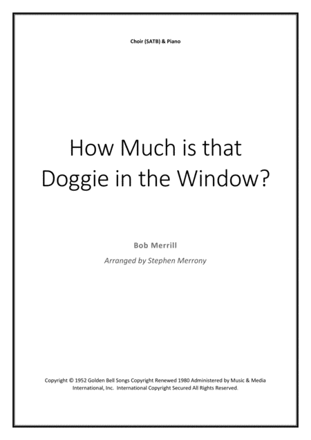 Free Sheet Music How Much Is That Doggie In The Window