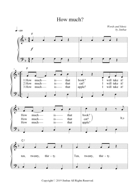 Free Sheet Music How Much Nursery Rhymes For Easy Piano