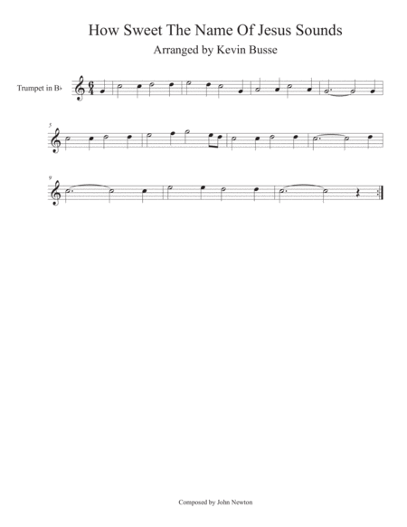 How Sweet The Name Of Jesus Sounds Easy Key Of C Trumpet Sheet Music