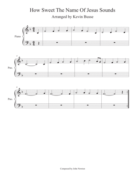 Free Sheet Music How Sweet The Name Of Jesus Sounds Piano