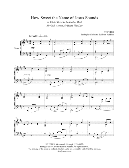 Free Sheet Music How Sweet The Name Of Jesus Sounds