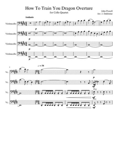 How To Train Your Dragon Overture For Cello Quartet Sheet Music