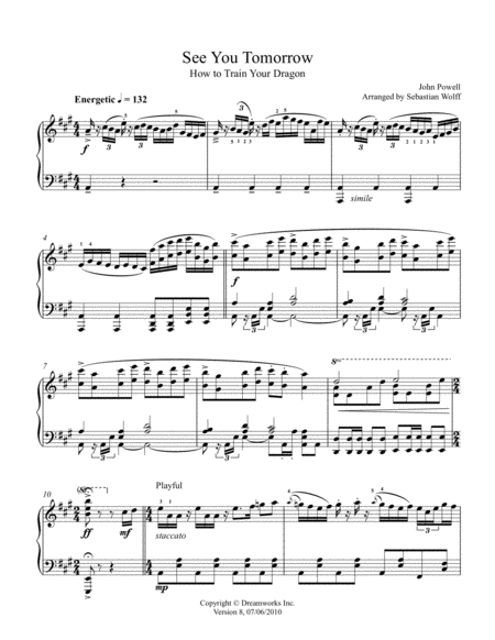 How To Train Your Dragon See You Tomorrow Piano Solo Sheet Music