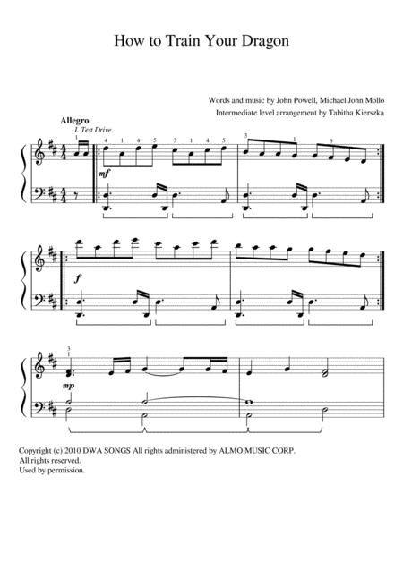 Free Sheet Music How To Train Your Dragon Test Drive Romantic Flight