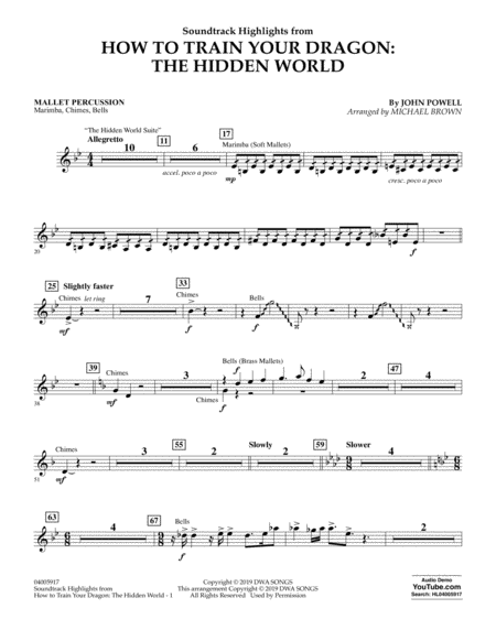 How To Train Your Dragon The Hidden World Arr Michael Brown Mallet Percussion Sheet Music