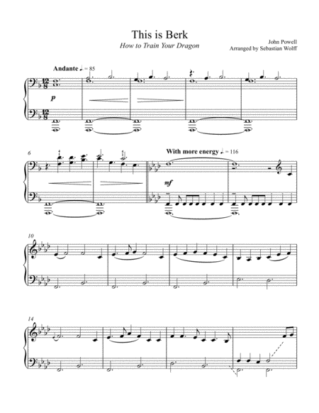 Free Sheet Music How To Train Your Dragon This Is Berk Easy Piano Solo