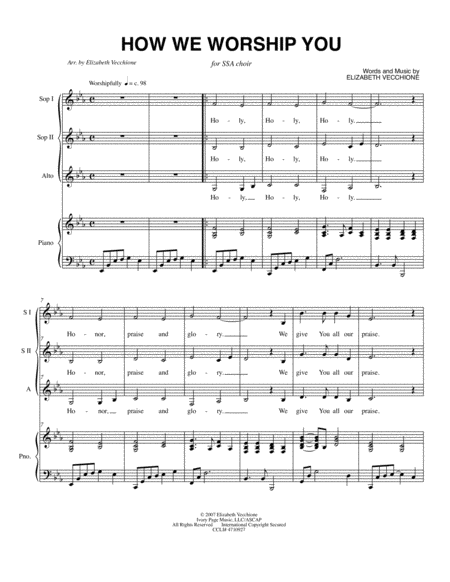 Free Sheet Music How We Worship You Ssa