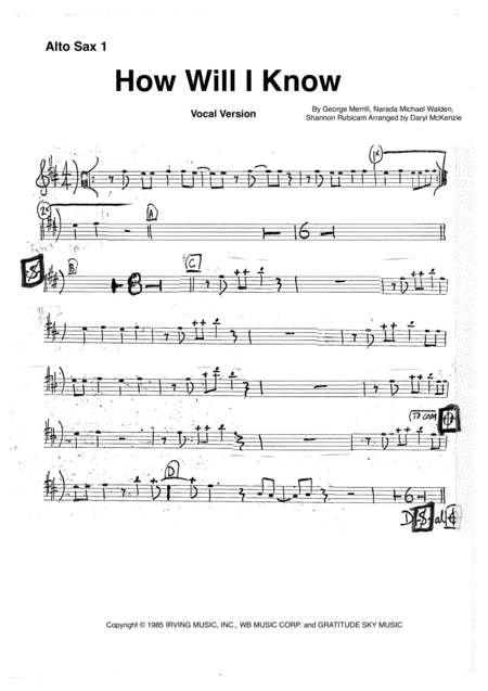 How Will I Know Instrumental Or Vocal Or With Big Band Key Of F Sheet Music