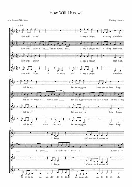 How Will I Know Ssaa A Capella Sheet Music