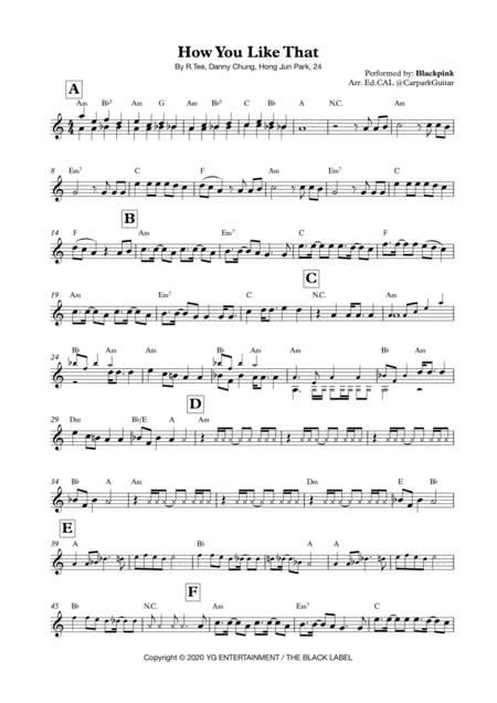 How You Like That In C Simplified Key Sheet Music