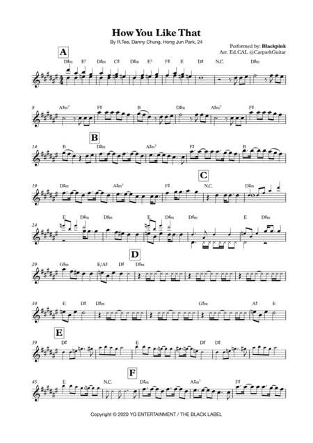 Free Sheet Music How You Like That In F Original Key