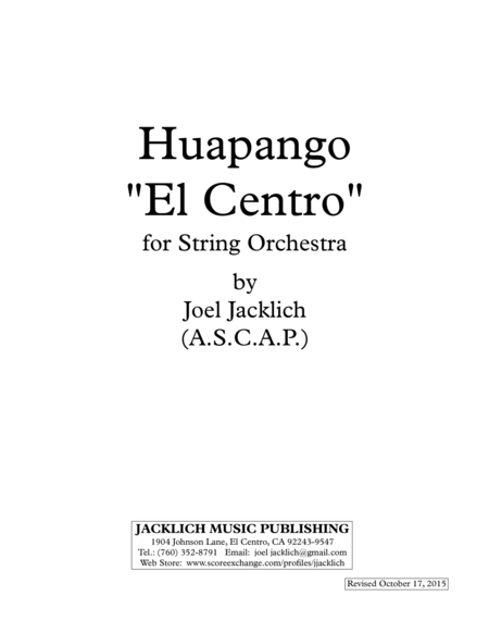 Huapango El Centro String Orchestra Sheet Music