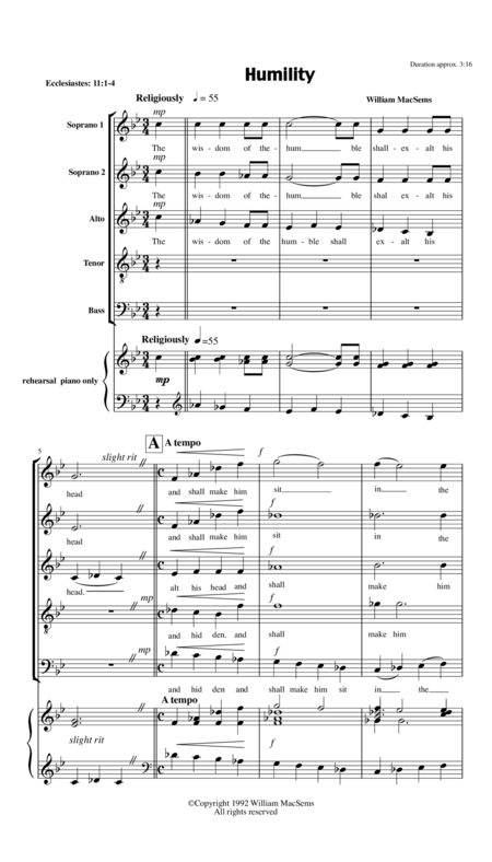 Free Sheet Music Humility