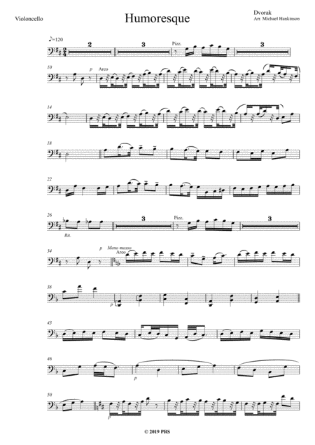 Free Sheet Music Humoresque Dvorak