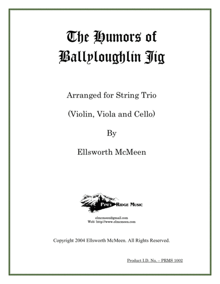 Humors Of Ballyloughlin Jig For Classical String Trio Violin Viola And Cello Sheet Music