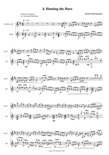 Hunting The Hare Clarinet And Guitar Sheet Music