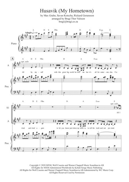 Free Sheet Music Husavik My Hometown Ssa And Piano