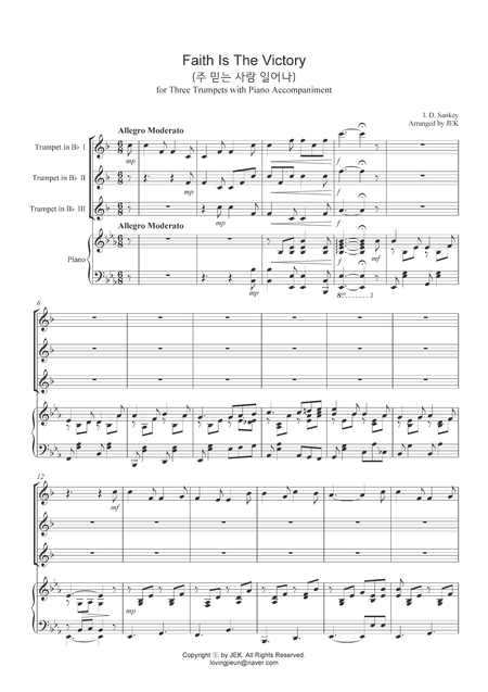 Hymn For Trumpet Trio Faith Is The Victory Sheet Music