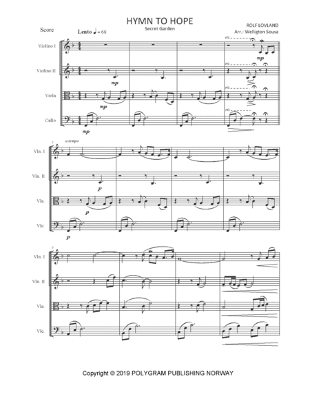 Free Sheet Music Hymn To Hope