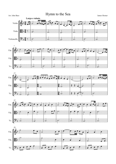 Free Sheet Music Hymn To The Sea Arranged For String Trio