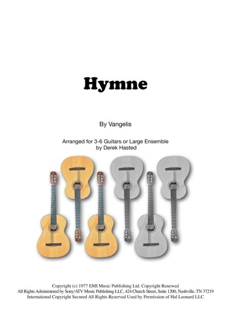Hymne Vangelis For 3 6 Guitars Or Large Ensemble Sheet Music