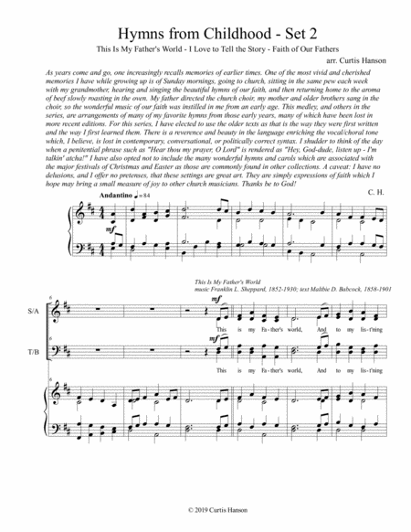 Free Sheet Music Hymns From Childhood Set 2 Satb