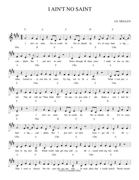 Free Sheet Music I Aint No Saint