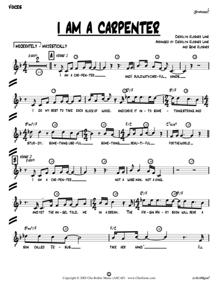 Free Sheet Music I Am A Carpenter Josephs Song Octavo W Chords