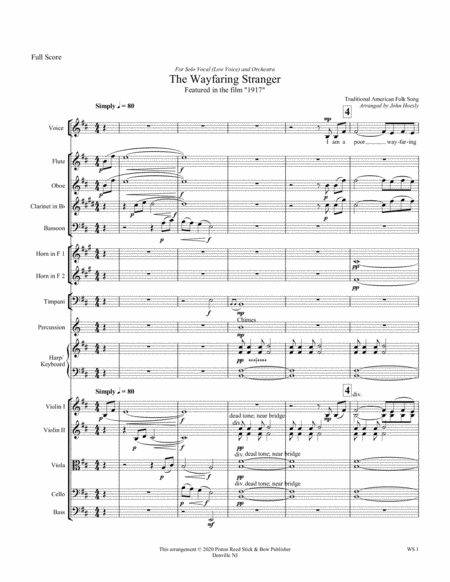 I Am A Poor Wayfaring Stranger Solo Voice Low Voice And Orchestra Sheet Music