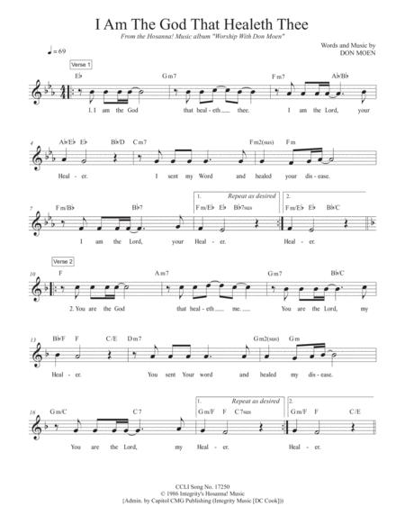 Free Sheet Music I Am The God That Healeth Thee