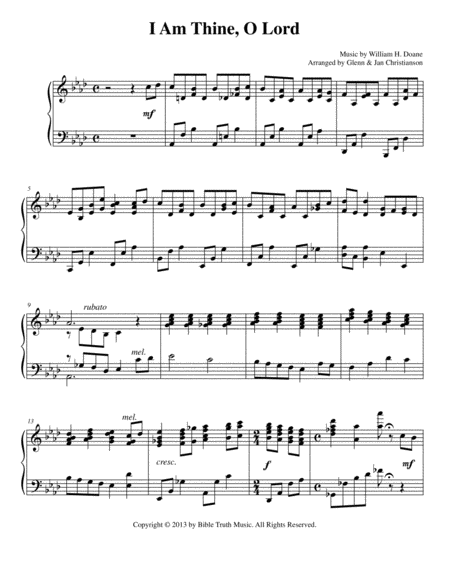 Free Sheet Music I Am Thine O Lord