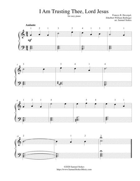 Free Sheet Music I Am Trusting Thee Lord Jesus For Easy Piano